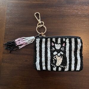 Rachel Zoe Frenchie French Bulldog Beaded Coin Pouch with Gold Hardware